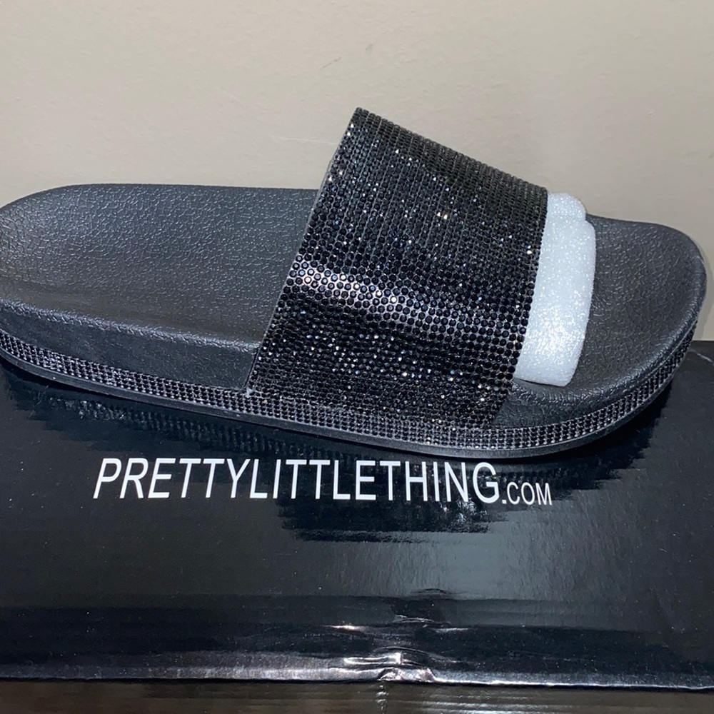 Black rhinestone slide brand new